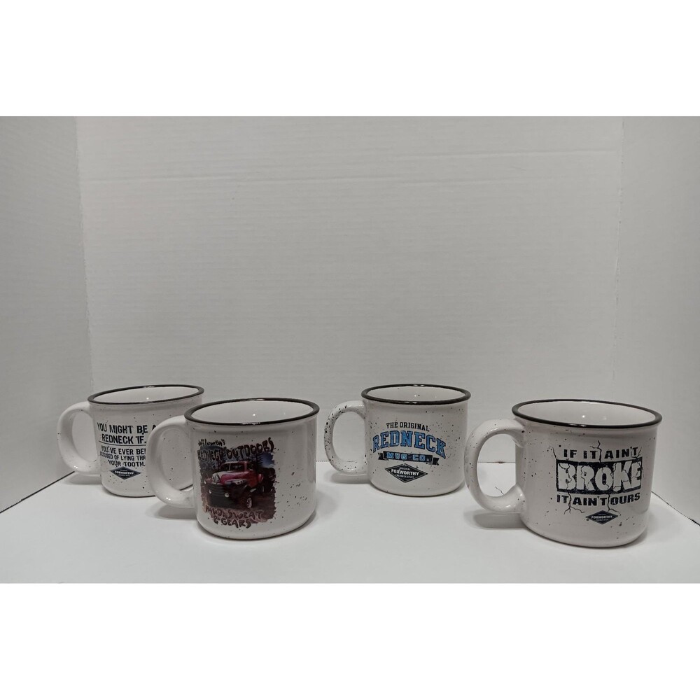 Jeff Foxworthy Redneck Outdoor Coffee Mug Set of 4 – Campfire Style Ceramic Mugs